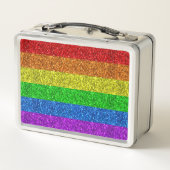 LGBT-Flagge lebhafter Regenbogen-Glitzer Funkeln M Metall Lunch Box (Rückseite)