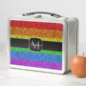 LGBT-Flagge lebhafter Regenbogen-Glitzer Funkeln M Metall Lunch Box (Beispiel)