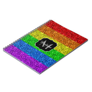 LGBT-Flagge lebhafter Regenbogen-Glitzer Funkeln M Notizblock