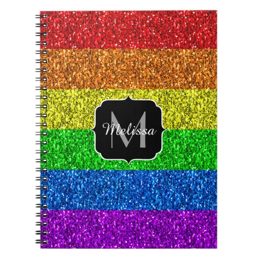 LGBT-Flagge lebhafter Regenbogen-Glitzer Funkeln M Notizblock (Vorderseite)