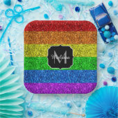 LGBT-Flagge lebhafter Regenbogen-Glitzer Funkeln M Pappteller (Party)