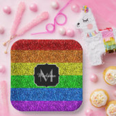 LGBT-Flagge lebhafter Regenbogen-Glitzer Funkeln M Pappteller (Party)