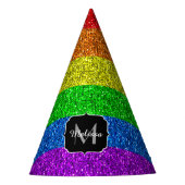 LGBT-Flagge lebhafter Regenbogen-Glitzer Funkeln M Partyhütchen (Vorderseite)