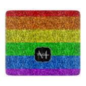 LGBT-Flagge lebhafter Regenbogen-Glitzer Funkeln M Schneidebrett (Vorderseite)