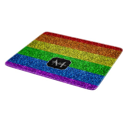 LGBT-Flagge lebhafter Regenbogen-Glitzer Funkeln M Schneidebrett (Ecke)