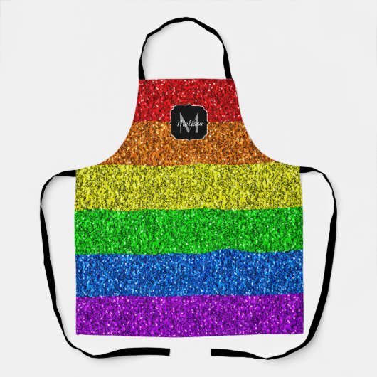 LGBT-Flagge lebhafter Regenbogen-Glitzer Funkeln M Schürze (Vorderseite)