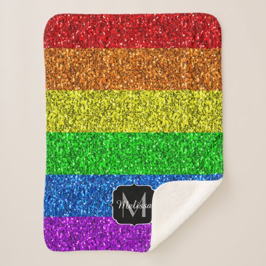 LGBT-Flagge lebhafter Regenbogen-Glitzer Funkeln M Sherpadecke (Vorderseite)