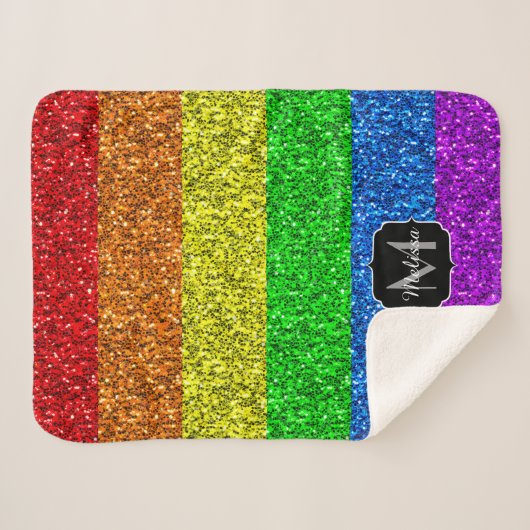 LGBT-Flagge lebhafter Regenbogen-Glitzer Funkeln M Sherpadecke (Vorderseite (Horizontal))