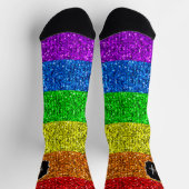 LGBT-Flagge lebhafter Regenbogen-Glitzer Funkeln M Socken (Oben)