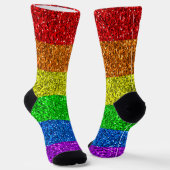 LGBT-Flagge lebhafter Regenbogen-Glitzer Funkeln M Socken (Gewinkelt)
