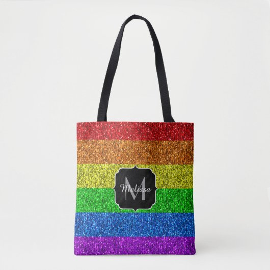 LGBT-Flagge lebhafter Regenbogen-Glitzer Funkeln M Tasche (Vorderseite)