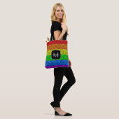 LGBT-Flagge lebhafter Regenbogen-Glitzer Funkeln M Tasche (Am Model)