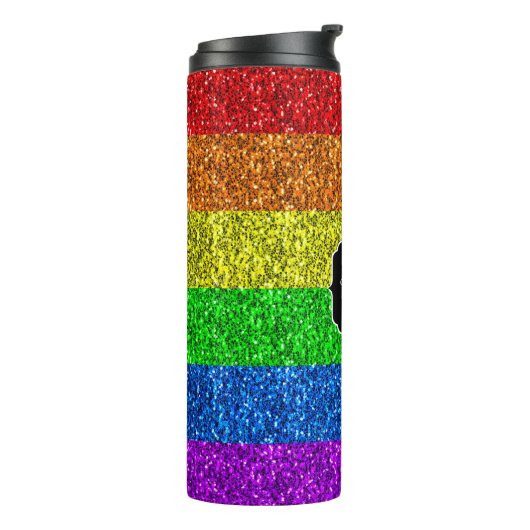 LGBT-Flagge lebhafter Regenbogen-Glitzer Funkeln M Thermosbecher (Nach links gedreht)
