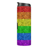 LGBT-Flagge lebhafter Regenbogen-Glitzer Funkeln M Thermosbecher (Nach rechts gedreht)
