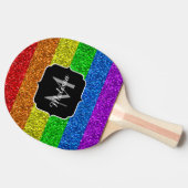 LGBT-Flagge lebhafter Regenbogen-Glitzer Funkeln M Tischtennis Schläger (Seitenansicht)