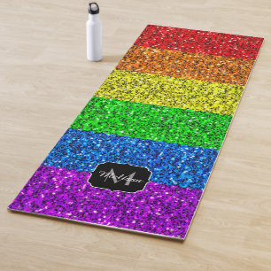 LGBT-Flagge lebhafter Regenbogen-Glitzer Funkeln M Yogamatte