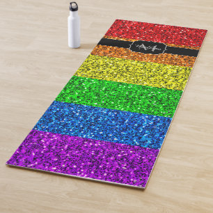 LGBT-Flagge lebhafter Regenbogen-Glitzer Funkeln M Yogamatte