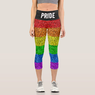 LGBT-Flagge lebhafter Regenbogen-Glitzer Pride Cus Capri Leggings