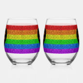 LGBT-Flagge Regenbogen-Glitzern Herzenhochzeit Weinglas Ohne Stiel (Links)