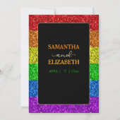 LGBT-Flagge Regenbogen-Glitzern Lesben Hochzeit Dankeskarte (Rückseite)