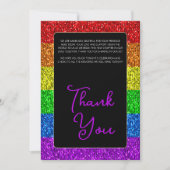 LGBT-Flagge Regenbogen-Glitzern Lesben Hochzeit Dankeskarte (Vorderseite)
