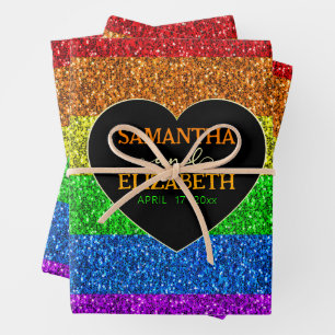 LGBT-Flagge Regenbogenfunken schwule Hochzeit Geschenkpapier Set