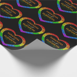 LGBT-Flagge Regenbogenherz Glitzern Homosexuelle H Geschenkpapier