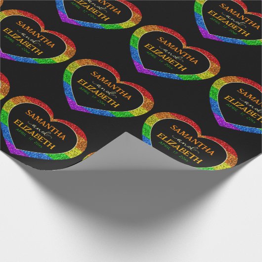 LGBT-Flagge Regenbogenherz Glitzern Homosexuelle H Geschenkpapier (Ecke)