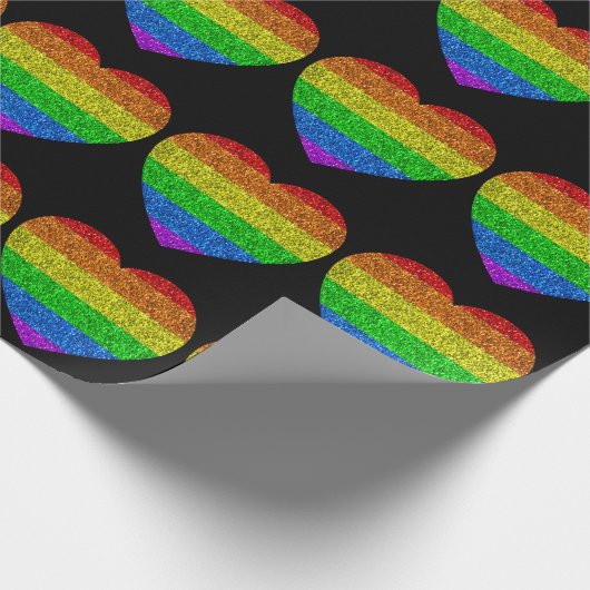 LGBT-Flagge Regenbogenherz Glitzern Homosexuelle H Geschenkpapier (Ecke)