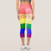 LGBT-Flagge Regenbogenlinien geometrisches Maschen Capri Leggings (Rückseite)