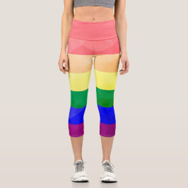 LGBT-Flagge Regenbogenlinien geometrisches Maschen Capri Leggings