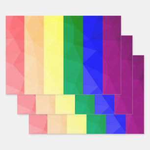 LGBT-Flagge Regenbogenlinien geometrisches Maschen Geschenkpapier Set