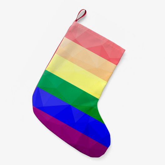 LGBT-Flagge Regenbogenlinien geometrisches Maschen Kleiner Weihnachtsstrumpf (Vorderansicht (hängend))