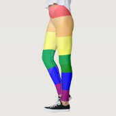 LGBT-Flagge Regenbogenlinien geometrisches Maschen Leggings (Links)