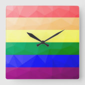 LGBT-Flagge Regenbogenlinien geometrisches Maschen Quadratische Wanduhr (Vorderseite)