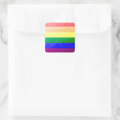 LGBT-Flagge Regenbogenlinien geometrisches Maschen Quadratischer Aufkleber (Tasche)