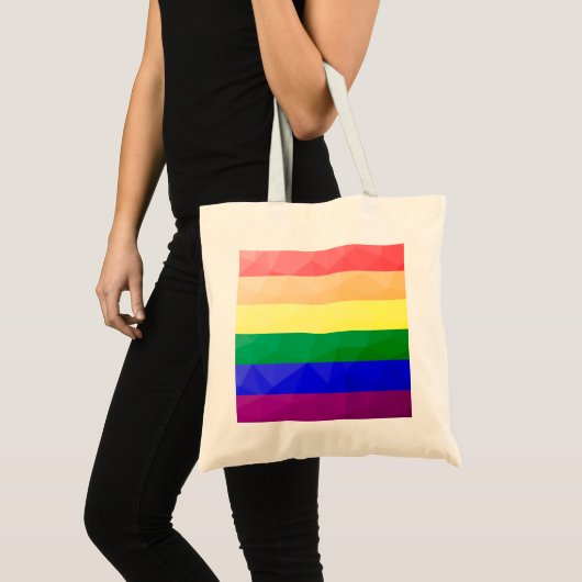 LGBT-Flagge Regenbogenlinien geometrisches Maschen Tragetasche (Vorderseite (Produkt))