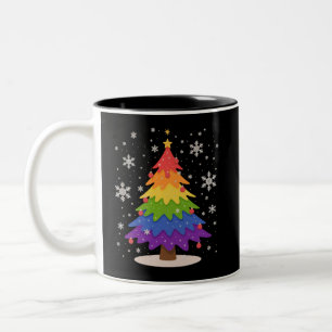 LGBT-Flagge Weihnachtsbaum Frohe Weihnachten Gay P Zweifarbige Tasse