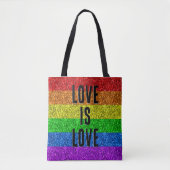 LGBT-Flaggenbelebung mit Sparkle-Liebe anpassen Tasche (Vorderseite)