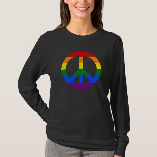 LGBT-Flaggenfriedenszeichen Hoodie T-Shirt (Vorderseite)
