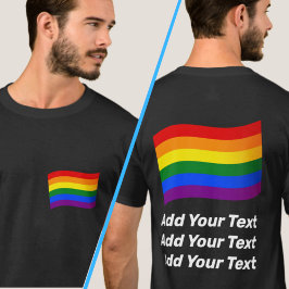 LGBT Fliegende Regenbogenflagge Text vorne und hin T-Shirt