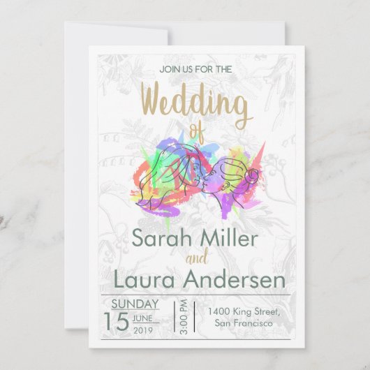 LGBT-Frauen zum Hochzeitsempfang Einladung (Vorderseite)