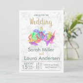 LGBT-Frauen zum Hochzeitsempfang Einladung (Stehend Vorderseite)