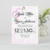 LGBT-Frauen zum Hochzeitsempfang (pink) Einladung (Stehend Vorderseite)