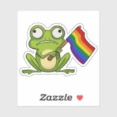 LGBT-Frosch mit Fahne Aufkleber (Blatt)