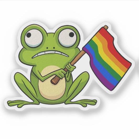 LGBT-Frosch mit Fahne Aufkleber (Vorderseite)