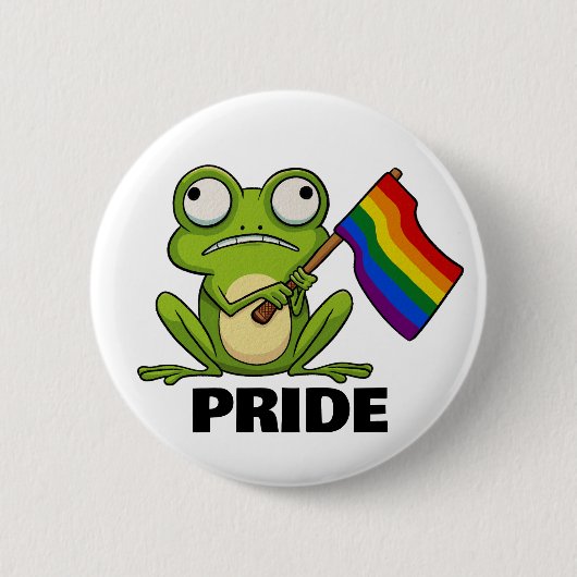 LGBT-Frosch mit Fahne Button (Vorderseite)