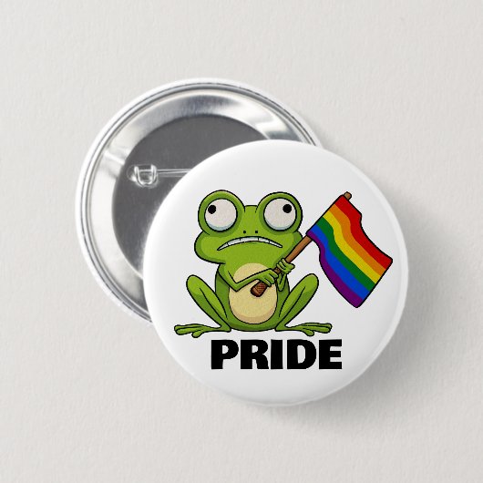 LGBT-Frosch mit Fahne Button (Vorne & Hinten)