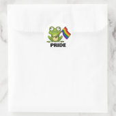 LGBT-Frosch mit Fahne Runder Aufkleber (Tasche)