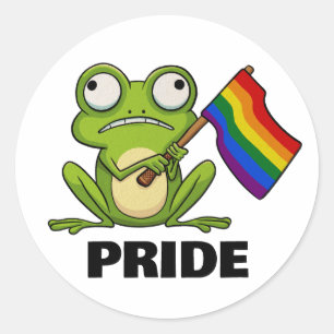 LGBT-Frosch mit Fahne Runder Aufkleber